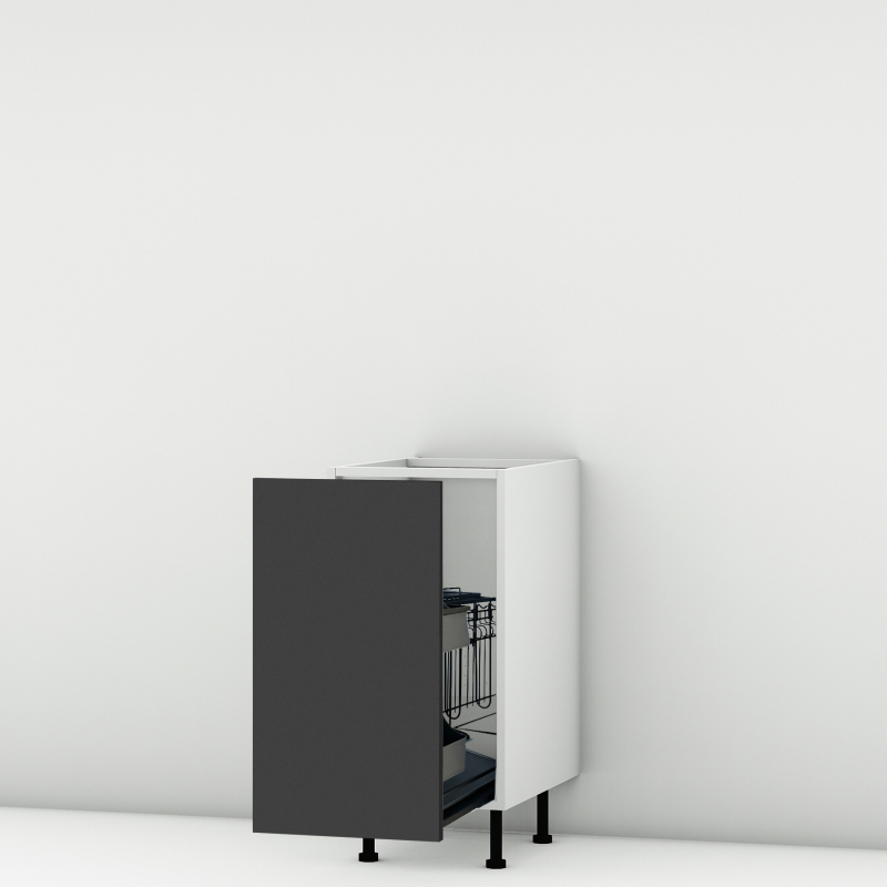 Meuble bas noir mat coulissant larg. 40cm x H71.5cm