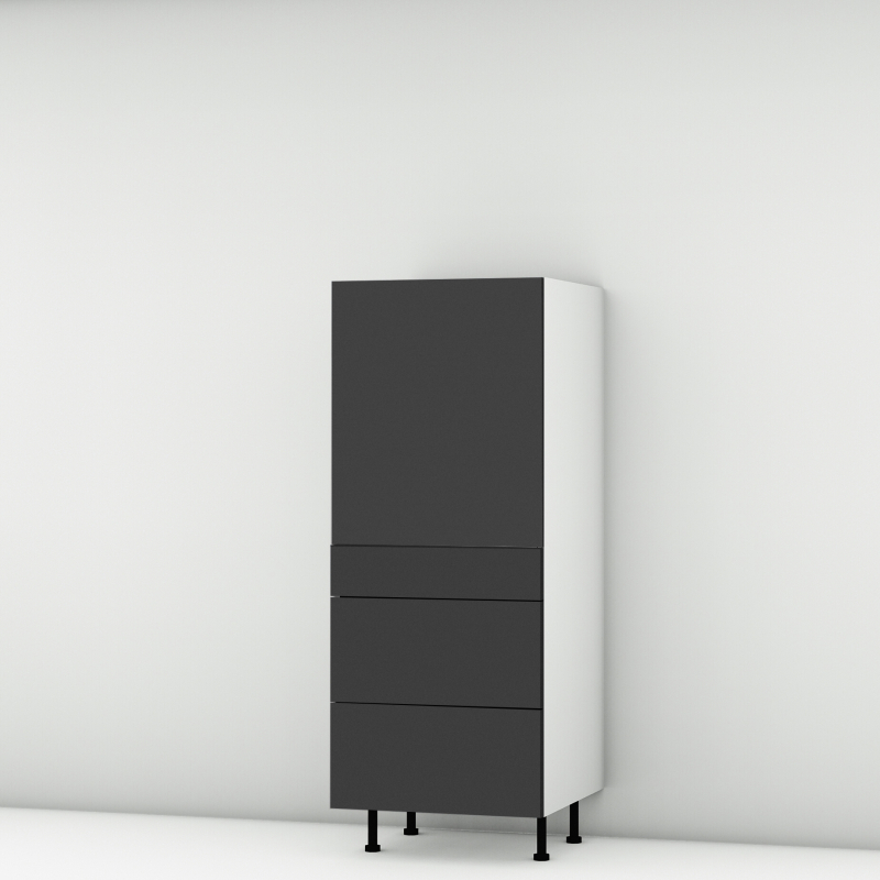 Colonne noire mate 1 porte - 3 tiroirs larg. 60cm x H142.6cm