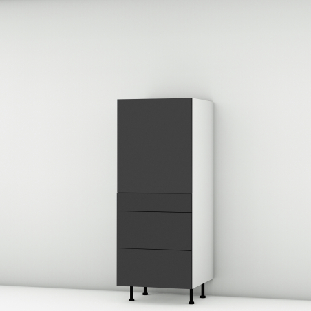Colonne noire mate 1 porte - 3 tiroirs larg. 60cm x H142.6cm