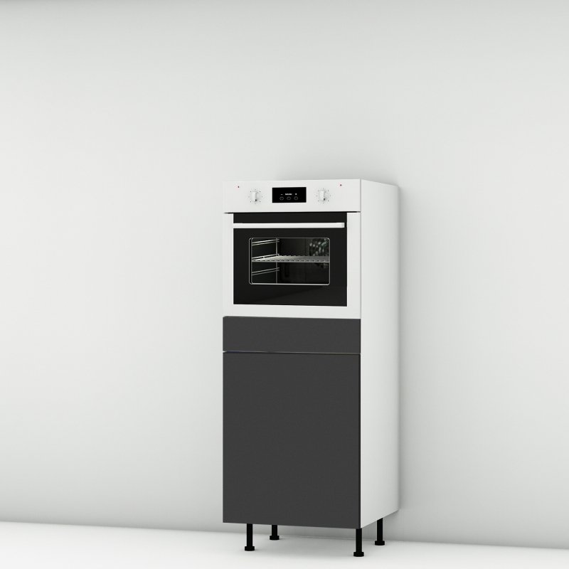 Colonne noire mate 1 porte-1 four larg. 60cm x H142.6cm