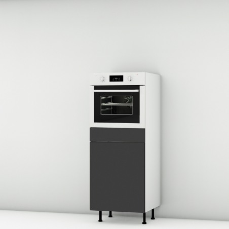 Colonne noire mate 1 porte-1 four larg. 60cm x H142.6cm