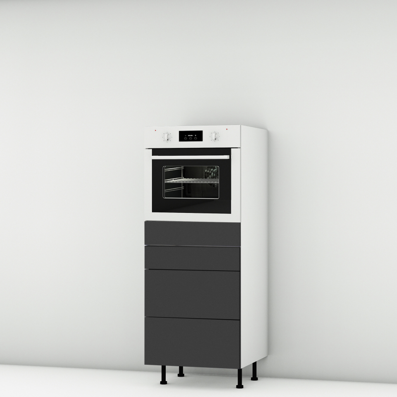 Colonne noire mate 1 four - 3 tiroirs larg. 60cm x H142.6cm