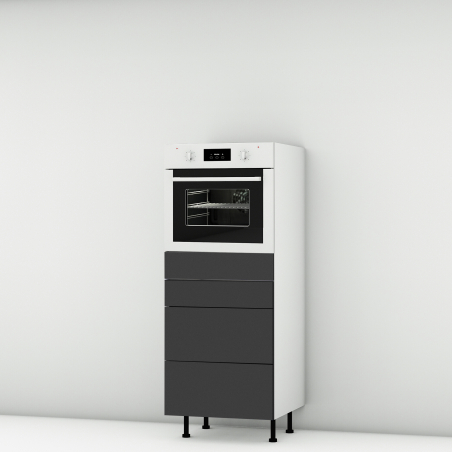 Colonne noire mate 1 four - 3 tiroirs larg. 60cm x H142.6cm