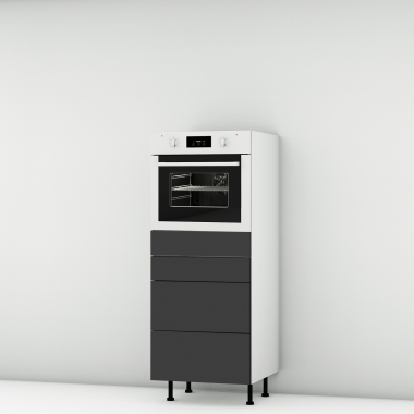 Colonne noire mate 1 four - 3 tiroirs larg. 60cm x H142.6cm