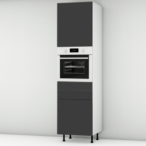 Colonne noire mate 1 porte - 1 four - 1 porte+tiroir larg. 60cm x H213.8cm