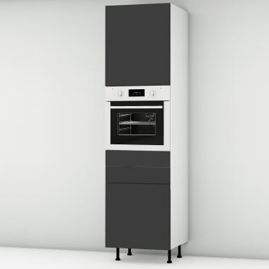 Colonne noire mate 1 porte - 1 four - 1 porte+tiroir larg. 60cm x H213.8cm