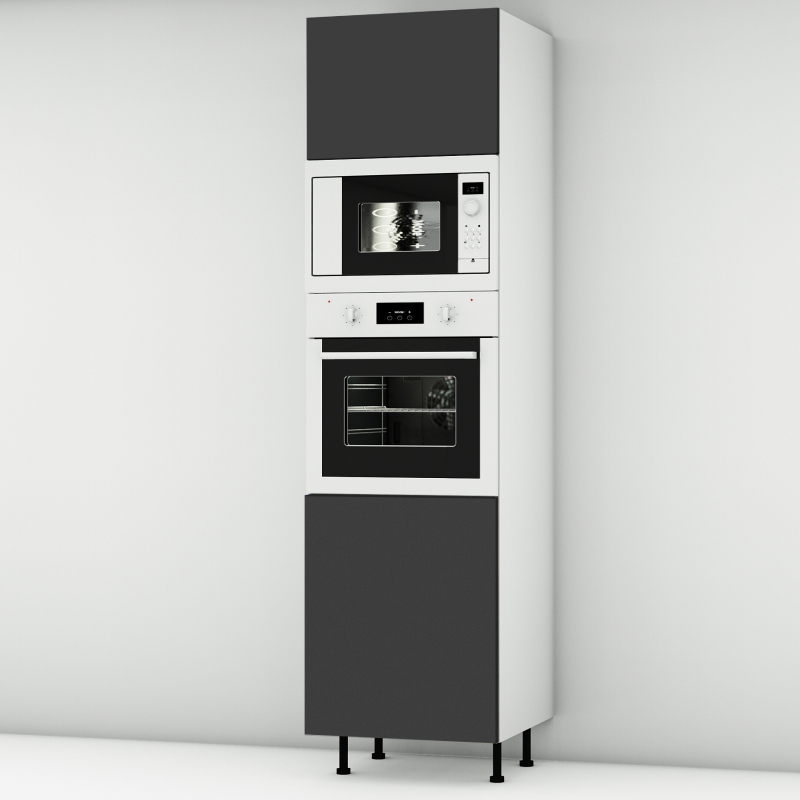 Colonne noire brillante 1 porte - 1 four - 1MO - 1 porte larg. 60cm x H213.8cm