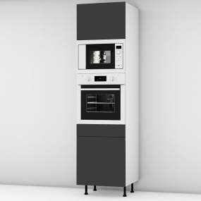 Colonne noire brillante 1 porte - 1 four - 1MO - 1 porte+tiroir larg. 60cm x H213.8cm