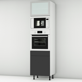 Colonne noire mate 1 porte - 1 four - 1MO - 1 porte+tiroir larg. 60cm x H213.8cm