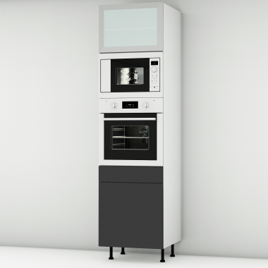 Colonne noire mate 1 porte - 1 four - 1MO - 1 porte+tiroir larg. 60cm x H213.8cm