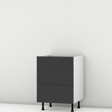 Meuble bas noir mat 3 tiroirs larg. 60cm x H71.5cm