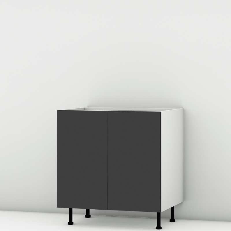 Meuble bas noir mat 2 portes larg. 80cm x H71.5cm