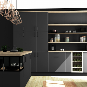 Meuble bas noir mat 2 portes larg. 80cm x H71.5cm
