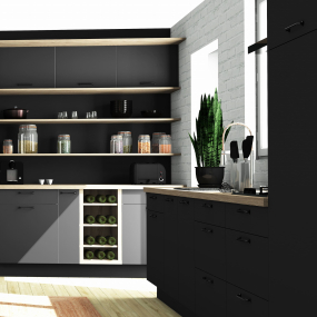 Meuble bas noir mat 2 portes larg. 80cm x H71.5cm