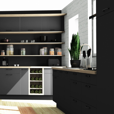 Meuble bas noir mat 2 portes larg. 80cm x H71.5cm