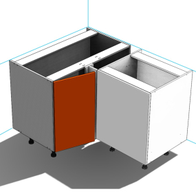 Meuble bas d'angle sous évier noir mat 1 porte 40cm larg. 100cm x H71.5cm