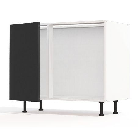 Meuble bas d'angle sous évier noir mat 1 porte 40cm larg. 100cm x H71.5cm