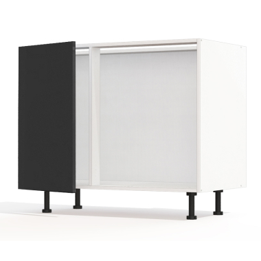 Meuble bas d'angle sous évier noir mat 1 porte 40cm larg. 100cm x H71.5cm