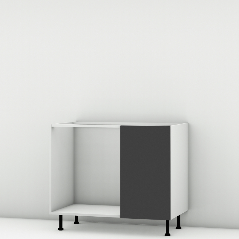 Meuble bas d'angle sous évier noir mat 1 porte 40cm larg. 100cm x H71.5cm