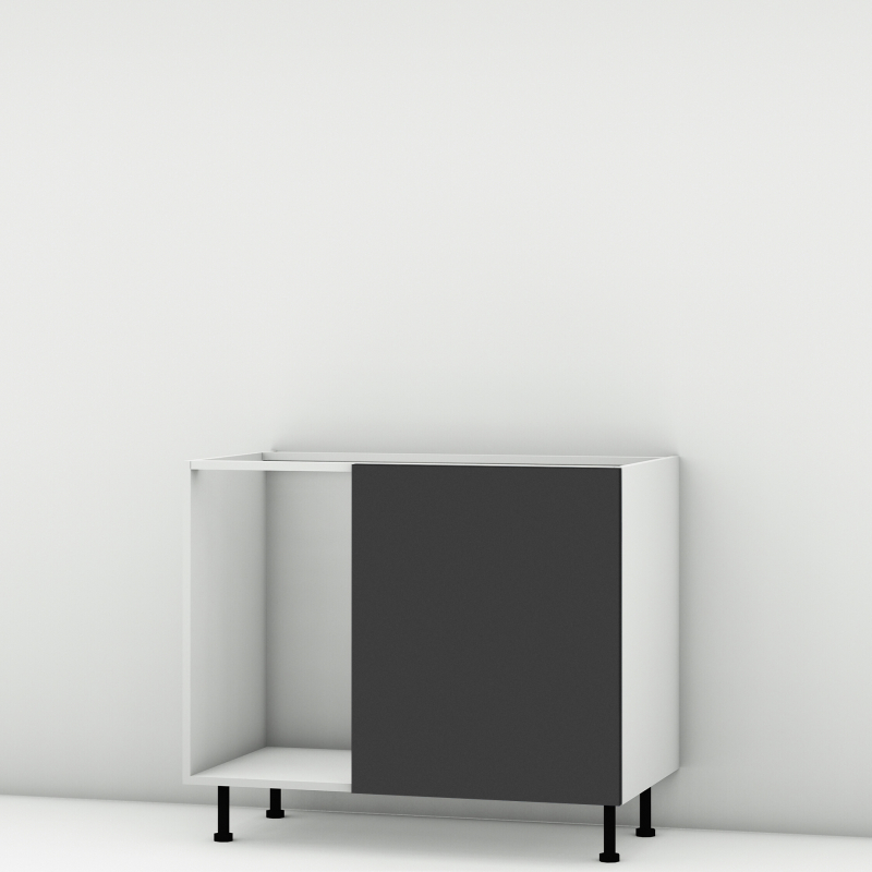 Meuble bas d'angle noir mat 1 porte 60cm larg. 100cm x H71.5cm