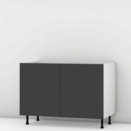 Meuble bas sous évier noir mat larg. 120cm x H71.5cm
