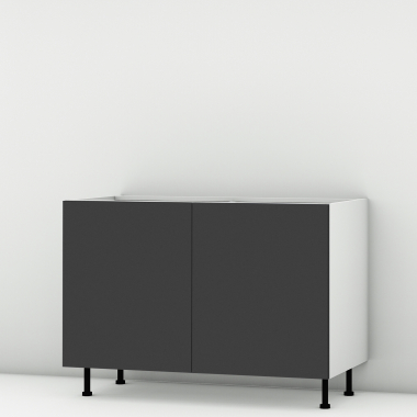Meuble bas sous évier noir mat larg. 120cm x H71.5cm