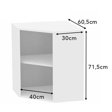 Meuble haut d'angle 45° noir mat larg. 40cm x H71.5cm