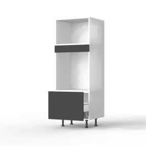 Colonne noire mate 1 MO - 1 four - 1 tiroir larg. 60cm x H156.6cm