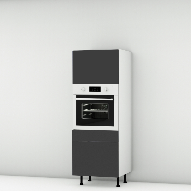 Colonne noire mate 1 porte ouvrante - 1 four - 1 tiroir larg. 60cm x H156.6cm