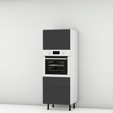 Colonne noire mate 1 porte relevante - 1 four - 1 tiroir larg. 60cm x H156.6cm
