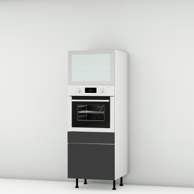 Colonne noire mate 1 porte relevante alu vitrée - 1 four - 1 tiroir larg. 60cm x H156.6cm