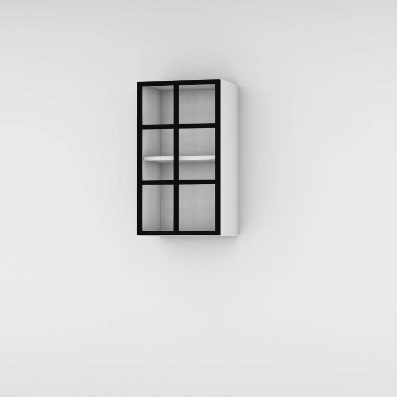 Meuble haut alu noir vitré larg. 40cm x H71.5cm