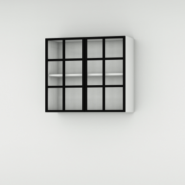 Meuble haut alu noir vitré larg. 80cm x H71.5cm