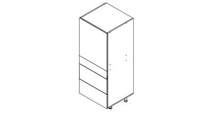 Colonne chêne massif brute 1 porte - 3 tiroirs larg. 60cm x H142.6cm