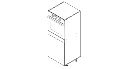 Colonne chêne massif brute 1 porte-1 four larg. 60cm x H142.6cm