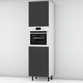 Colonne noire mate 2 portes - 1 four larg. 60cm x H213.8cm