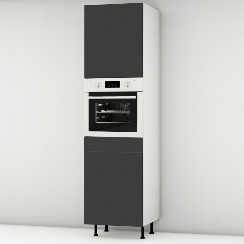 Colonne noire mate 2 portes - 1 four larg. 60cm x H213.8cm