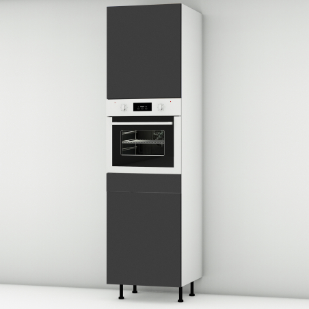 Colonne noire mate 2 portes - 1 four larg. 60cm x H213.8cm