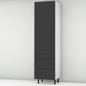 Colonne noire mate 1 porte - 3 tiroirs larg. 60cm x H213.8cm