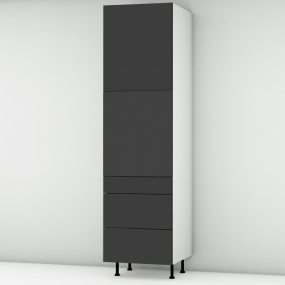 Colonne noire mate 2 portes - 3 tiroirs larg. 60cm x H213.8cm