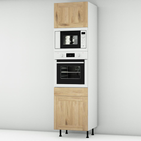 Colonne chêne massif brute1 porte - 1 four - 1MO - 1 porte+tiroir larg. 60cm x H213.8cm