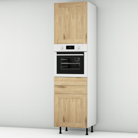 Colonne chêne massif brute 1 porte - 1 four - 1 porte+tiroir larg. 60cm x H213.8cm