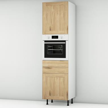 Colonne chêne massif brute 1 porte - 1 four - 1 porte+tiroir larg. 60cm x H213.8cm