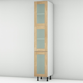 Colonne chêne massif brute vitrée 3 portes larg. 40cm x H213.8cm