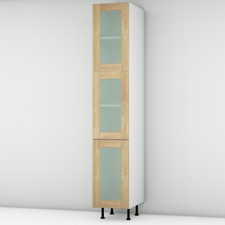 Colonne chêne massif brute vitrée 3 portes larg. 40cm x H213.8cm