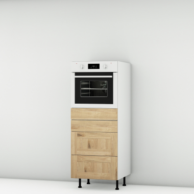 Colonne chêne massif brute 1 four - 3 tiroirs larg. 60cm x H142.6cm