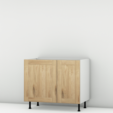 Meuble bas sous évier chêne massif brut 2 portes larg. 100cm x H71.5cm