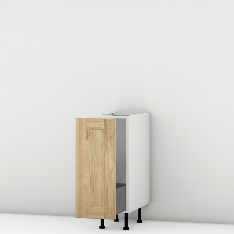 Meuble bas chêne massif brut coulissant larg. 30cm x H71.5cm