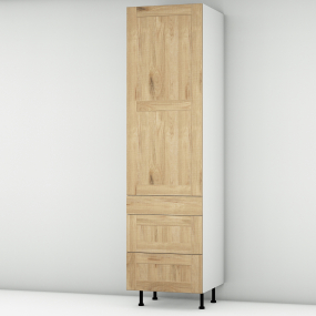 Colonne chêne massif brute 1 porte - 3 tiroirs larg. 60cm x H213.8cm