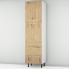 Colonne chêne massif brute 2 portes - 3 tiroirs larg. 60cm x H213.8cm